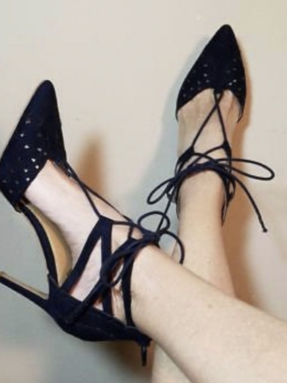 MIA Black Lace Up High Heel Pump